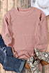 Relaxed Fit Corded Knit Crew Neck Pullover Sweatshirt