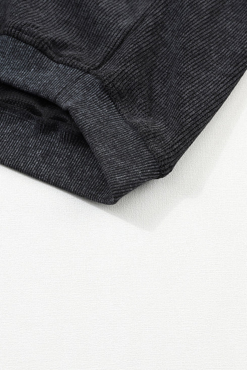Relaxed Fit Corded Knit Crew Neck Pullover Sweatshirt