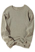 Relaxed Fit Corded Knit Crew Neck Pullover Sweatshirt