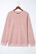 Relaxed Fit Corded Knit Crew Neck Pullover Sweatshirt