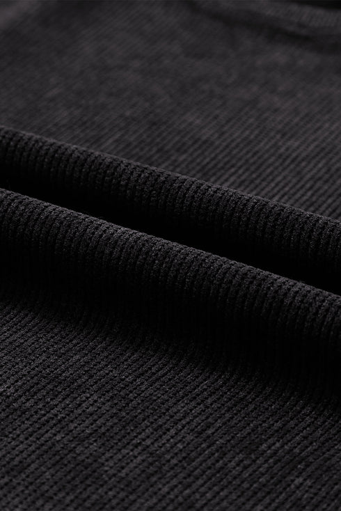 Relaxed Fit Corded Knit Crew Neck Pullover Sweatshirt