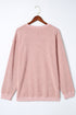 Relaxed Fit Corded Knit Crew Neck Pullover Sweatshirt