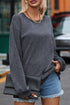 Relaxed Fit Corded Knit Crew Neck Pullover Sweatshirt