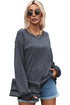 Relaxed Fit Corded Knit Crew Neck Pullover Sweatshirt