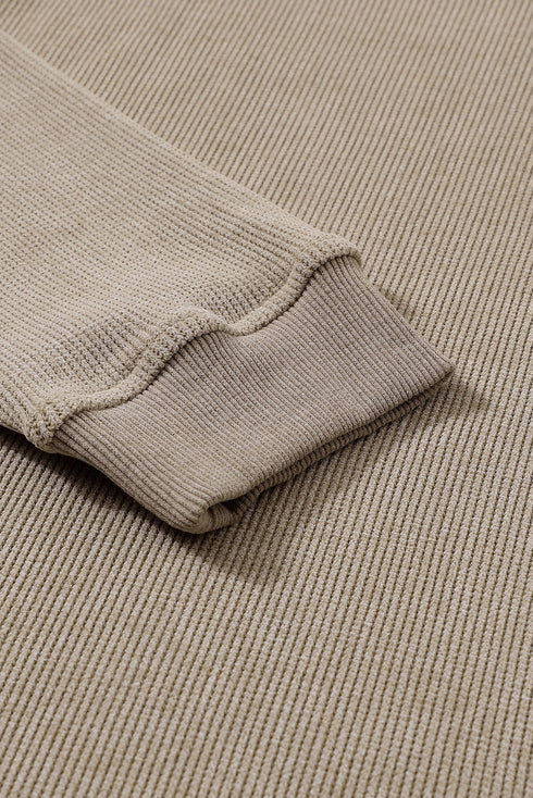 Relaxed Fit Corded Knit Crew Neck Pullover Sweatshirt