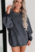Relaxed Fit Corded Knit Crew Neck Pullover Sweatshirt