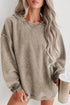 Relaxed Fit Corded Knit Crew Neck Pullover Sweatshirt
