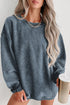 Relaxed Fit Corded Knit Crew Neck Pullover Sweatshirt