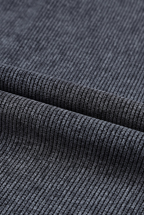 Relaxed Fit Corded Knit Crew Neck Pullover Sweatshirt
