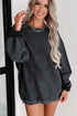 Relaxed Fit Corded Knit Crew Neck Pullover Sweatshirt
