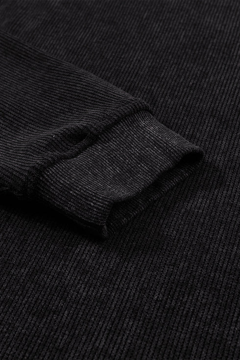 Relaxed Fit Corded Knit Crew Neck Pullover Sweatshirt