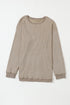 Relaxed Fit Corded Knit Crew Neck Pullover Sweatshirt