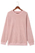 Relaxed Fit Corded Knit Crew Neck Pullover Sweatshirt