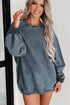 Relaxed Fit Corded Knit Crew Neck Pullover Sweatshirt