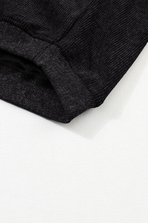 Relaxed Fit Corded Knit Crew Neck Pullover Sweatshirt