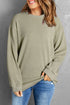 Relaxed Fit Corded Knit Crew Neck Pullover Sweatshirt