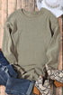 Relaxed Fit Corded Knit Crew Neck Pullover Sweatshirt