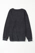 Relaxed Fit Corded Knit Crew Neck Pullover Sweatshirt