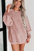 Relaxed Fit Corded Knit Crew Neck Pullover Sweatshirt
