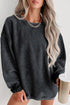 Relaxed Fit Corded Knit Crew Neck Pullover Sweatshirt