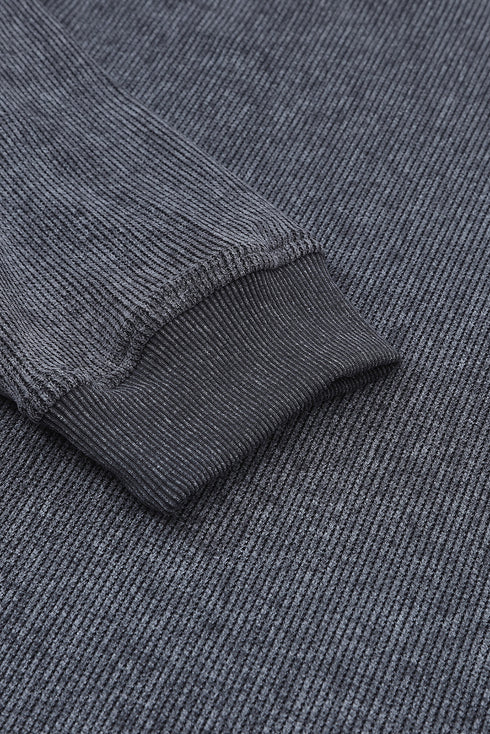 Relaxed Fit Corded Knit Crew Neck Pullover Sweatshirt