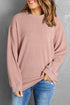 Relaxed Fit Corded Knit Crew Neck Pullover Sweatshirt