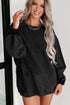 Relaxed Fit Corded Knit Crew Neck Pullover Sweatshirt