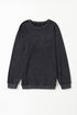 Relaxed Fit Corded Knit Crew Neck Pullover Sweatshirt