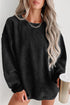 Relaxed Fit Corded Knit Crew Neck Pullover Sweatshirt