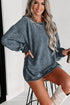 Relaxed Fit Corded Knit Crew Neck Pullover Sweatshirt