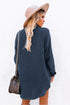 Relaxed Fit Corduroy Button Down Long Sleeve Shirt Dress