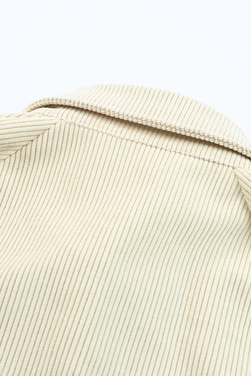 Relaxed Fit Corduroy Button Down Long Sleeve Shirt Dress