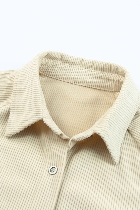 Relaxed Fit Corduroy Button Down Long Sleeve Shirt Dress