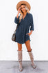 Relaxed Fit Corduroy Button Down Long Sleeve Shirt Dress