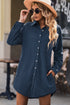 Relaxed Fit Corduroy Button Down Long Sleeve Shirt Dress