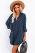 Relaxed Fit Corduroy Button Down Long Sleeve Shirt Dress