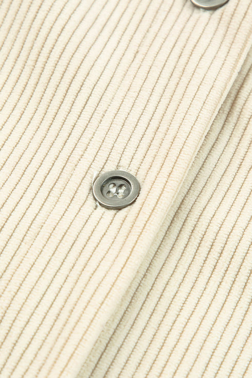 Relaxed Fit Corduroy Button Down Long Sleeve Shirt Dress