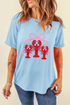 Relaxed Fit Crawfish Bow Graphic Print Crew Neck Tee