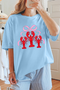 Relaxed Fit Crawfish Bow Graphic Print Crew Neck Tee