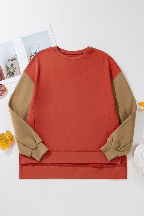 Relaxed Fit Crew Neck Drop Shoulder Pullover Sweatshirt