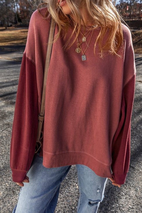 Relaxed Fit Crew Neck Drop Shoulder Pullover Sweatshirt