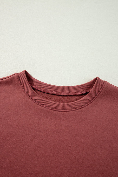 Relaxed Fit Crew Neck Drop Shoulder Pullover Sweatshirt
