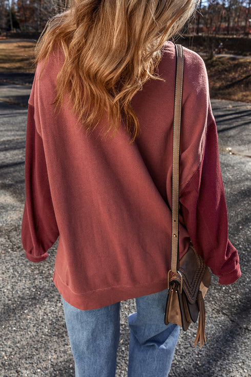 Relaxed Fit Crew Neck Drop Shoulder Pullover Sweatshirt