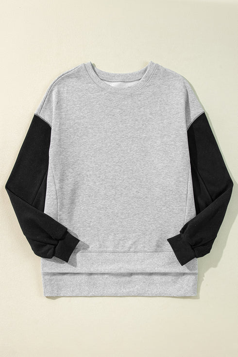 Relaxed Fit Crew Neck Drop Shoulder Pullover Sweatshirt