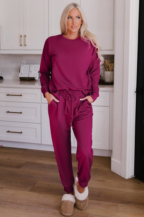 Relaxed Fit Crew Neck Pullover And Jogger Lounge Set