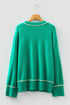 Relaxed Fit Crew Neck Striped Accent Sweater