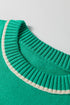 Relaxed Fit Crew Neck Striped Accent Sweater