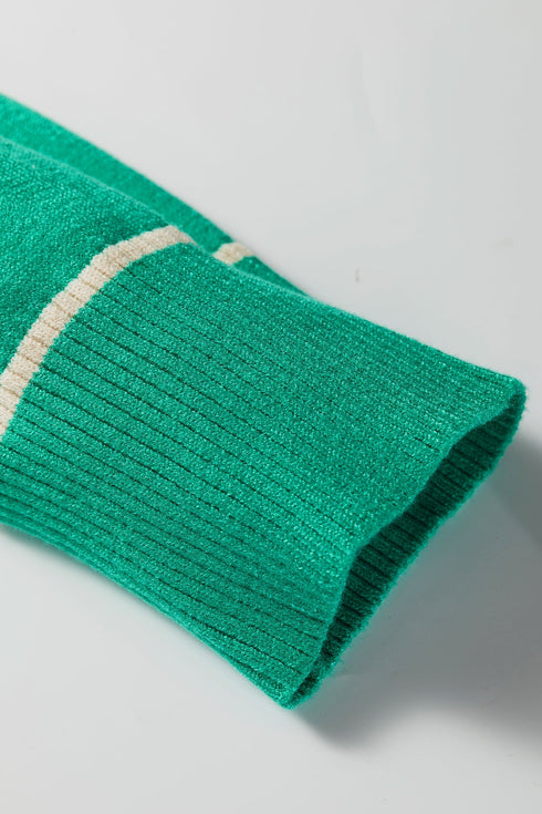 Relaxed Fit Crew Neck Striped Accent Sweater