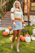 Relaxed Fit Crew Neck Striped Knit Pullover Sweater