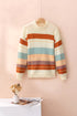 Relaxed Fit Crew Neck Striped Knit Pullover Sweater